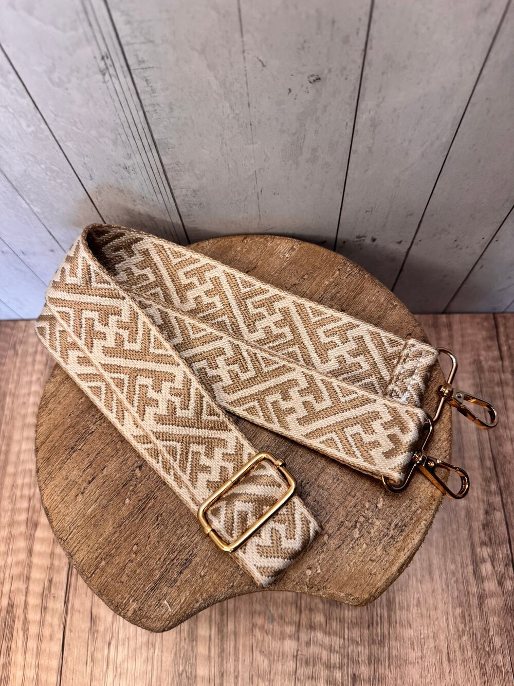 Woven Brown Geometric Striped Purse Strap Crossbody Bag Strap NEW Boho Bag Strap